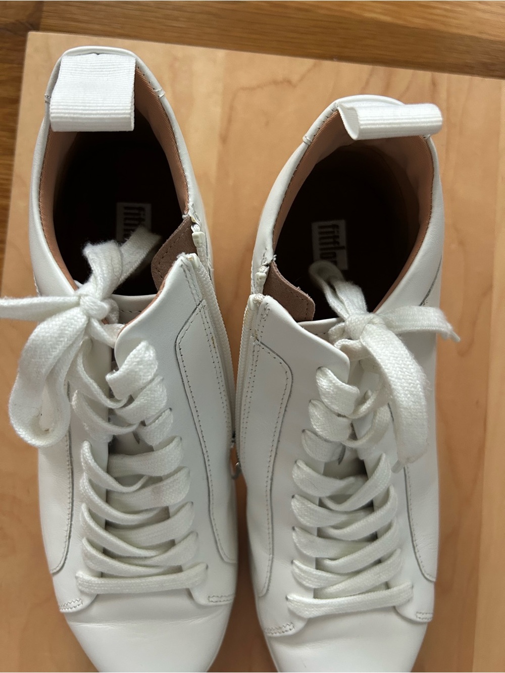 Fitflop White High-Top Leather Sneakers with Side Zip Detail - Picture 7 of 8